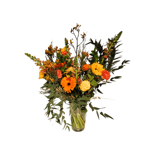 boeket oranje - zakelijk bloemen bestellen op rekening - boeket veldbloemen- zonnebloem boeket - Boeket zon - bloemen Delftgauw - bloemen den Hoorn -bloemen delft- door florali creations