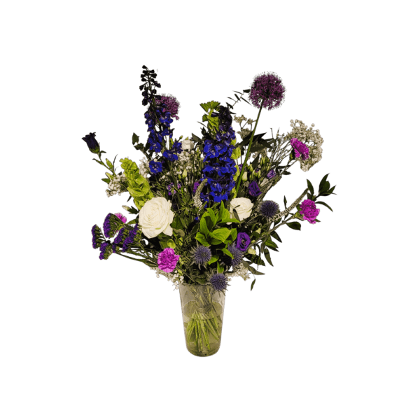 boeket blauw paars - zakelijk bloemen bestellen op rekening - boeket veldbloemen- natuur boeket - Boeket blauw - bloemen Delftgauw - bloemen den Hoorn -bloemen delft- door florali creations
