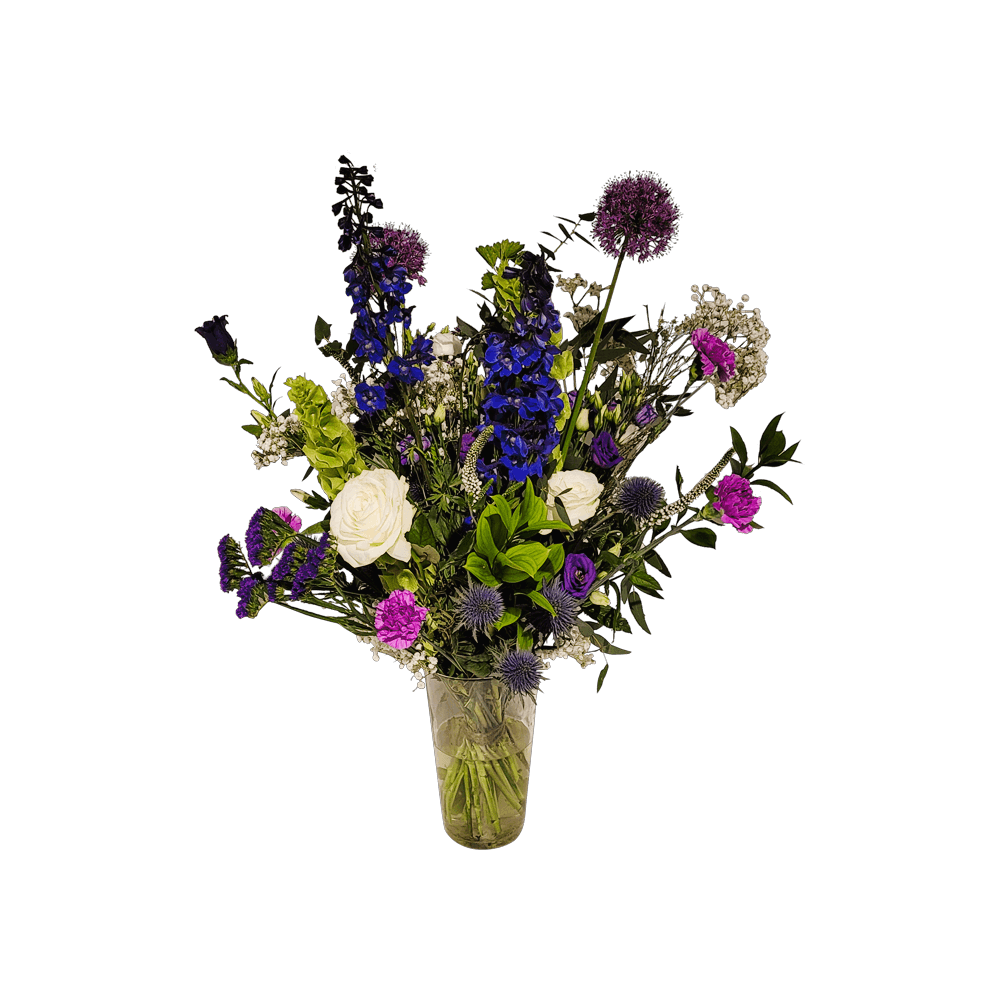 boeket blauw paars - zakelijk bloemen bestellen op rekening - boeket veldbloemen- natuur boeket - Boeket blauw - bloemen Delftgauw - bloemen den Hoorn -bloemen delft- door florali creations
