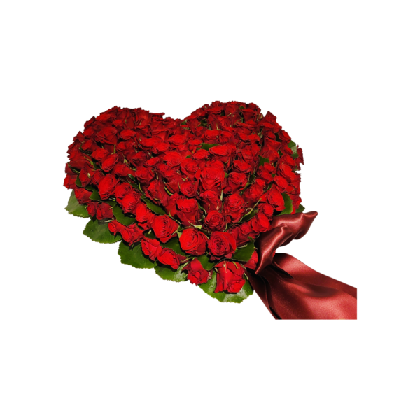 rouwboeket hart-rouwstuk rood-rouwboeket rode rozen-rouwstuk met lint-rouwstuk hart-bloemstuk hart- rouwboeket hart- Door Florali Creations- Delft