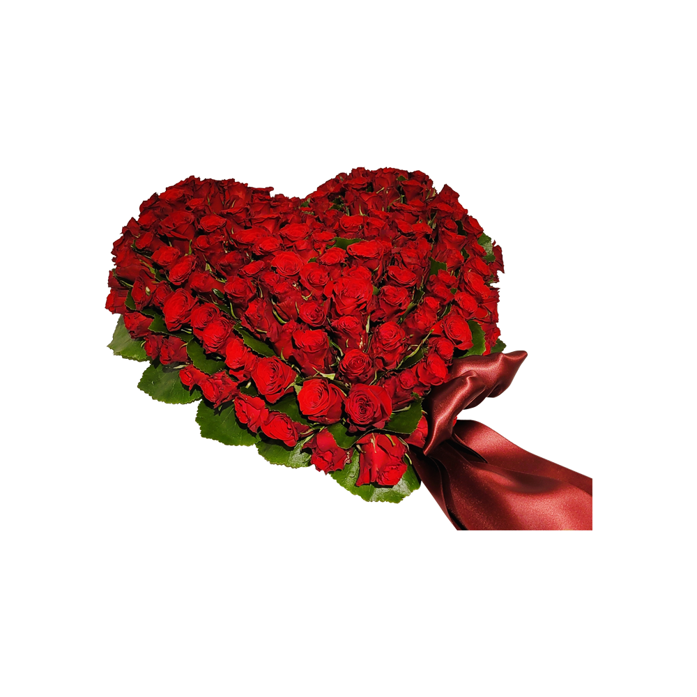 rouwboeket hart-rouwstuk rood-rouwboeket rode rozen-rouwstuk met lint-rouwstuk hart-bloemstuk hart- rouwboeket hart- Door Florali Creations- Delft
