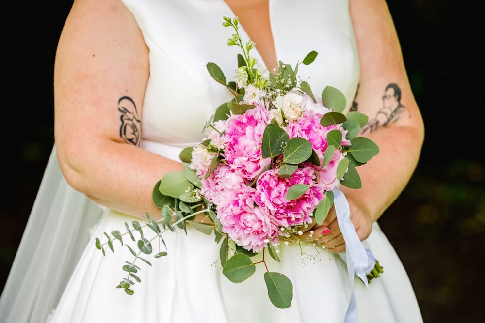 trouwboeket roze bloemen- bruidsboeket eucalyptus-bruidsboeket pioen- - door Florali creations