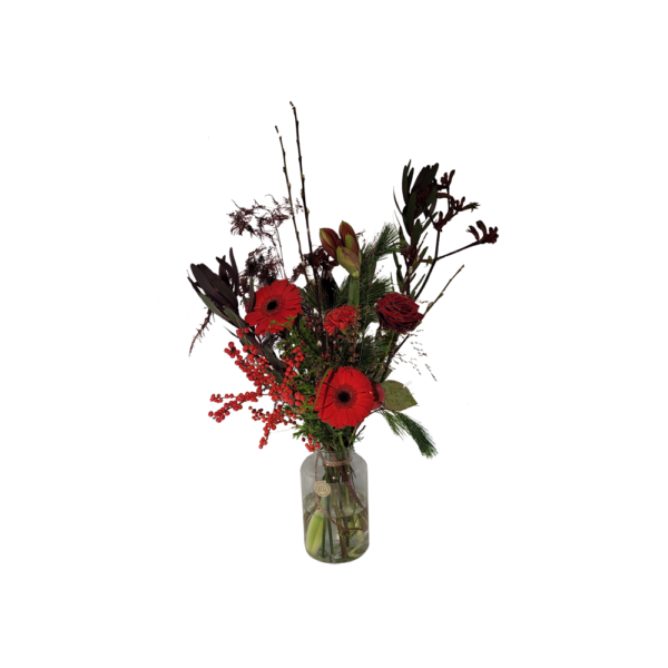 kerstboeket Delftgauw -Boeket amaryllis- bloemen bezorgen delftgauw- rood boeket - door Florali Creations