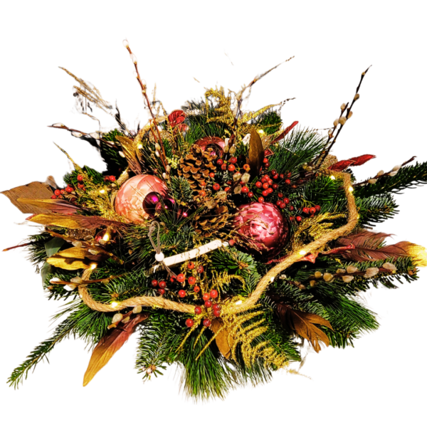 rond roze goud kerststuk rond - floralicreations - delfgauw