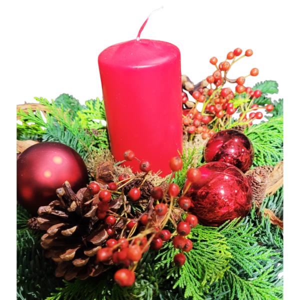 Klassiek kerststukje Rood - Florali Creations - Delfgauw - Zoom