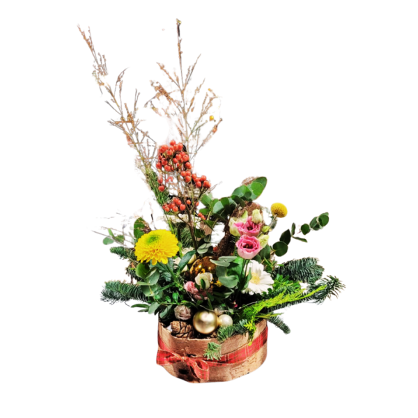 Bloementaartje Kerst met Verlichting | Perfecte kleurrijke Kerstsfeer - florali creations delfgauw