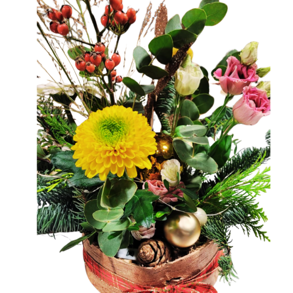 Bloementaartje Kerst met Verlichting | Perfecte kleurrijke Kerstsfeer - florali creations delfgauw - zoom