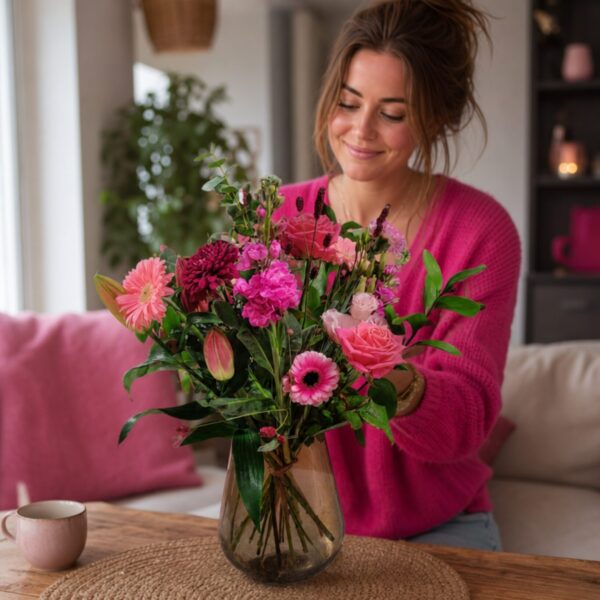 Lief en Stoer - Roze bloemen - verschillende kleuren roze - Sfeerafbeelding Florali Creations - Delfgauw