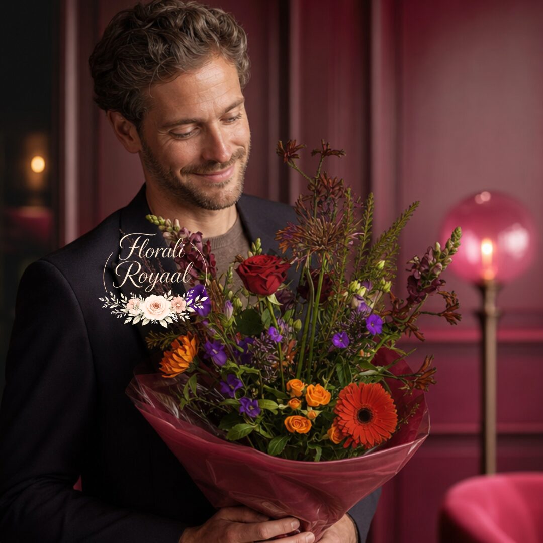Oranje Rood Blauw Florali Royaal - Bloemenboeket – Expressief Plukboeket