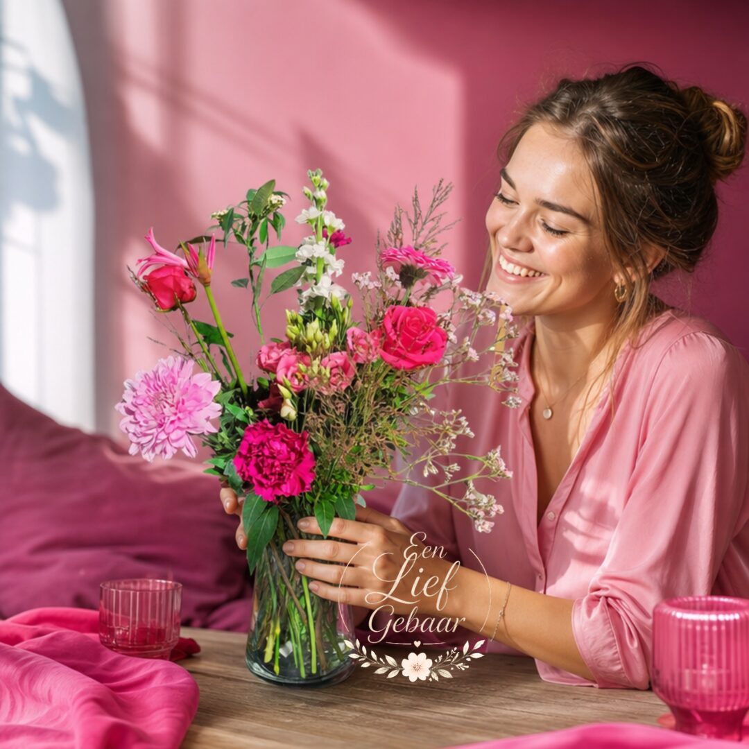 Klein gebaar -Plukboeket Roze – Lief & Speels - Florali Creations -Delfgauw