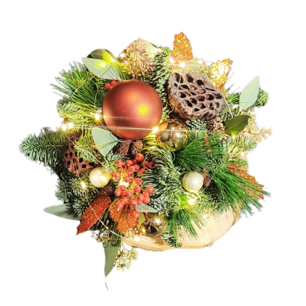 Puur Kerstlicht op Boomschijf – Warmte en Natuur voor de Feestdagen, Delfgauw, Florali Creations