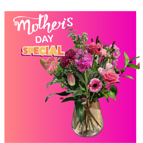 Lief en stoer - Moederdag special - roze moederdag boeket - florali creations Delfgauw