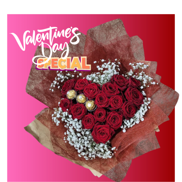 Hollandse rozen - hartvorm - chocolade - valentijn - florali creations